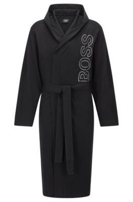 BOSS Dressing gown in cotton jersey with foilprint logo