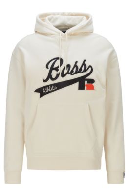 Hugo Boss X Russell Athletics Logo Hoodie Sweatshirt In Bright Blue