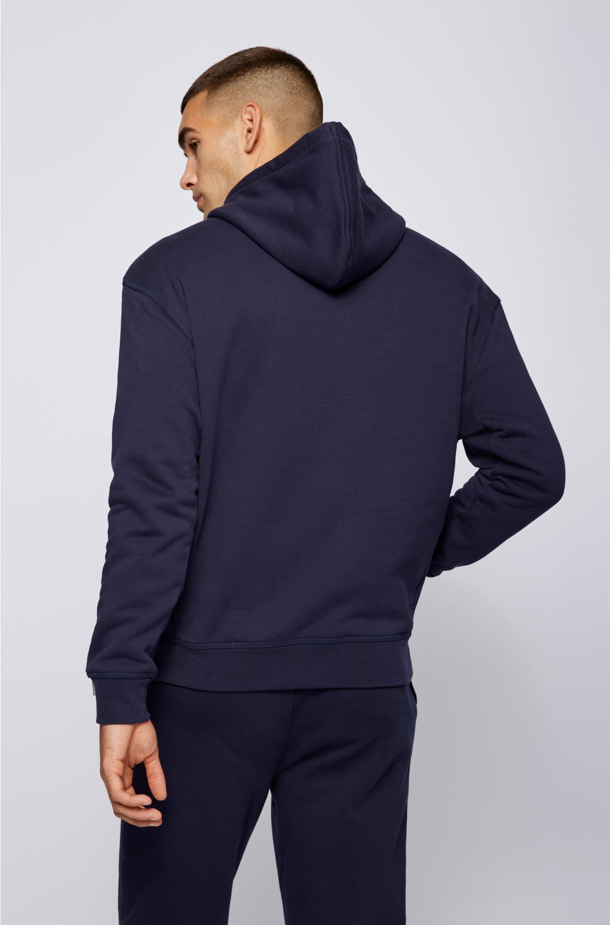 Hugo Boss Russell Athletic Capsule Logo Cotton-Blend Hooded Sweatshirt,  Size Large 50463556-030 - Jomashop