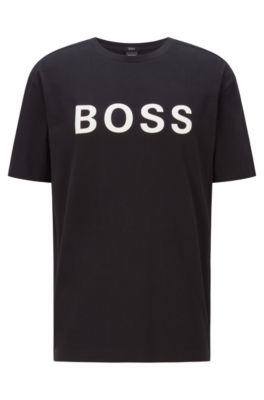 Stranden Wedge klynke BOSS - Unisex relaxed-fit T-shirt in cotton with contrast logo
