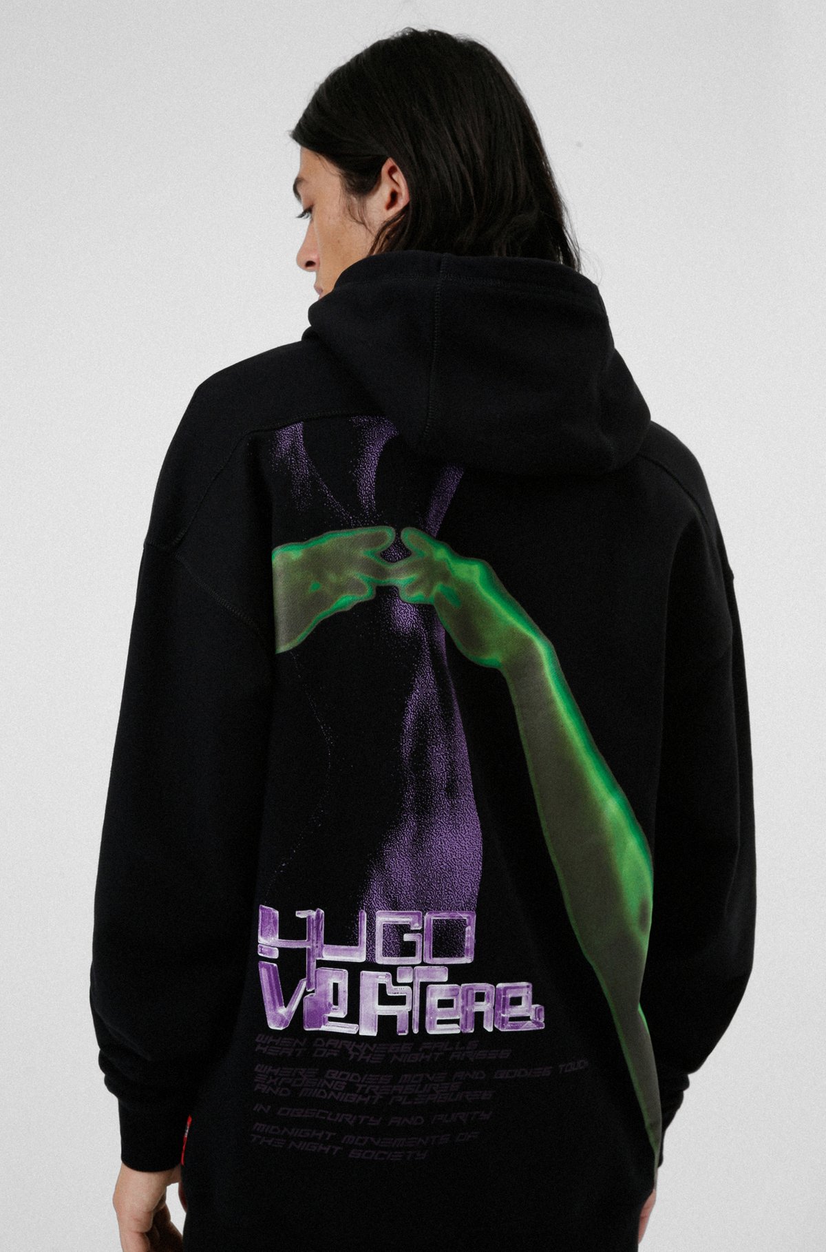 Hooded sweatshirt with collaborative branded artwork, Black