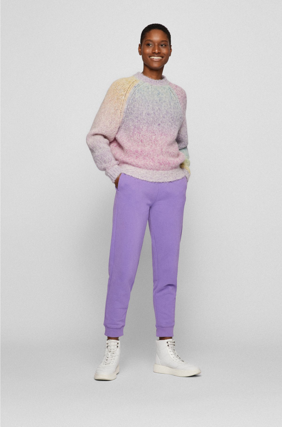 BOSS   Relaxed fit sweater in a multi colored alpaca blend