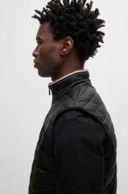 Chaleco repelente al agua con cinta de logo en 3D, Negro