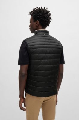 Chaleco repelente al agua con cinta de logo en 3D, Negro