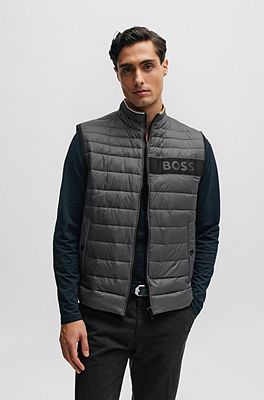 BOSS - Water-repellent padded gilet with 3D logo tape