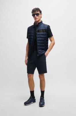 Chaleco repelente al agua con cinta de logo en 3D, Azul oscuro