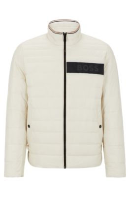 Hugo Boss Water-repellent Padded Jacket With 3d Logo Tape In White