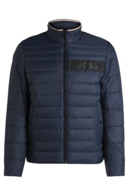 BOSS Water repellent padded jacket with 3D logo tape