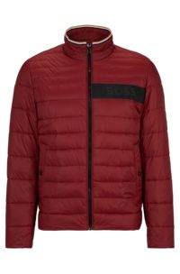 Water-repellent padded jacket with 3D logo tape, Dark Red