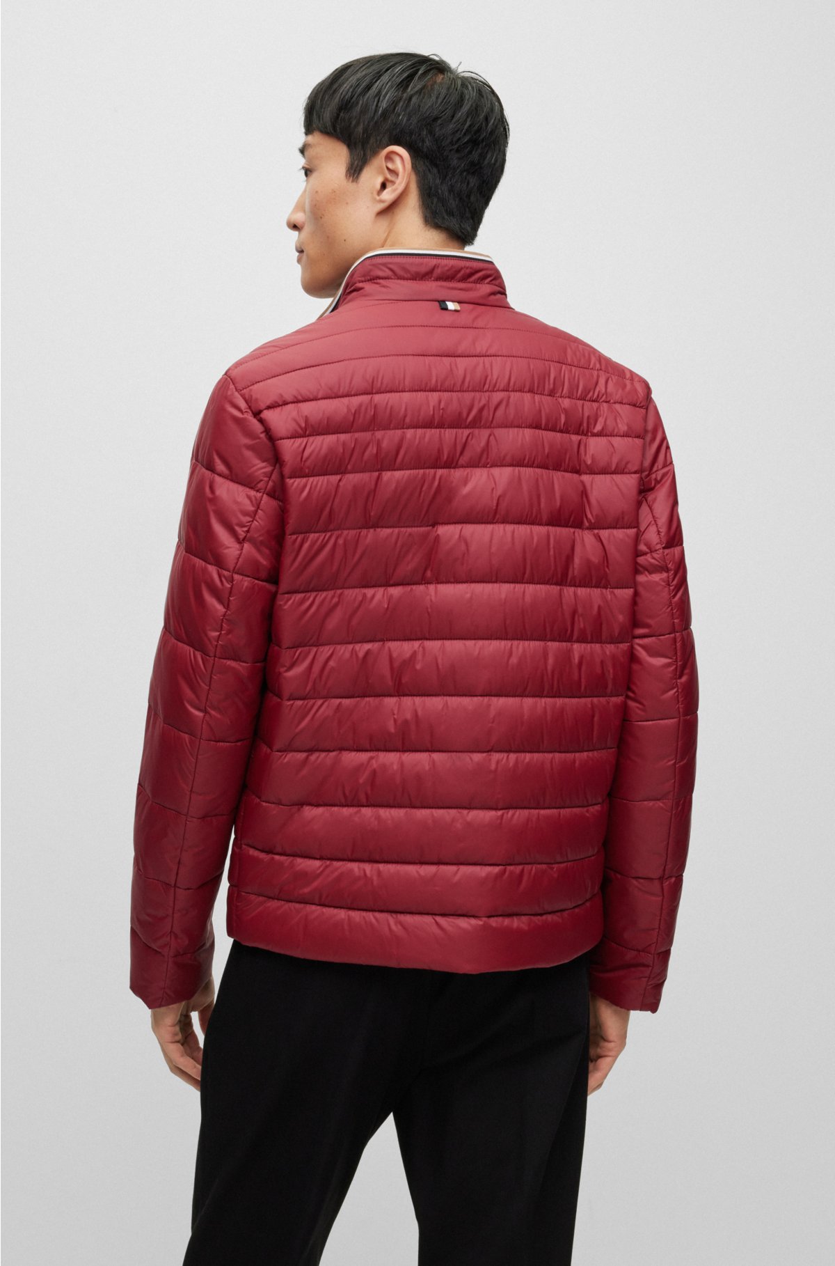 Water-repellent padded jacket with 3D logo tape, Dark Red