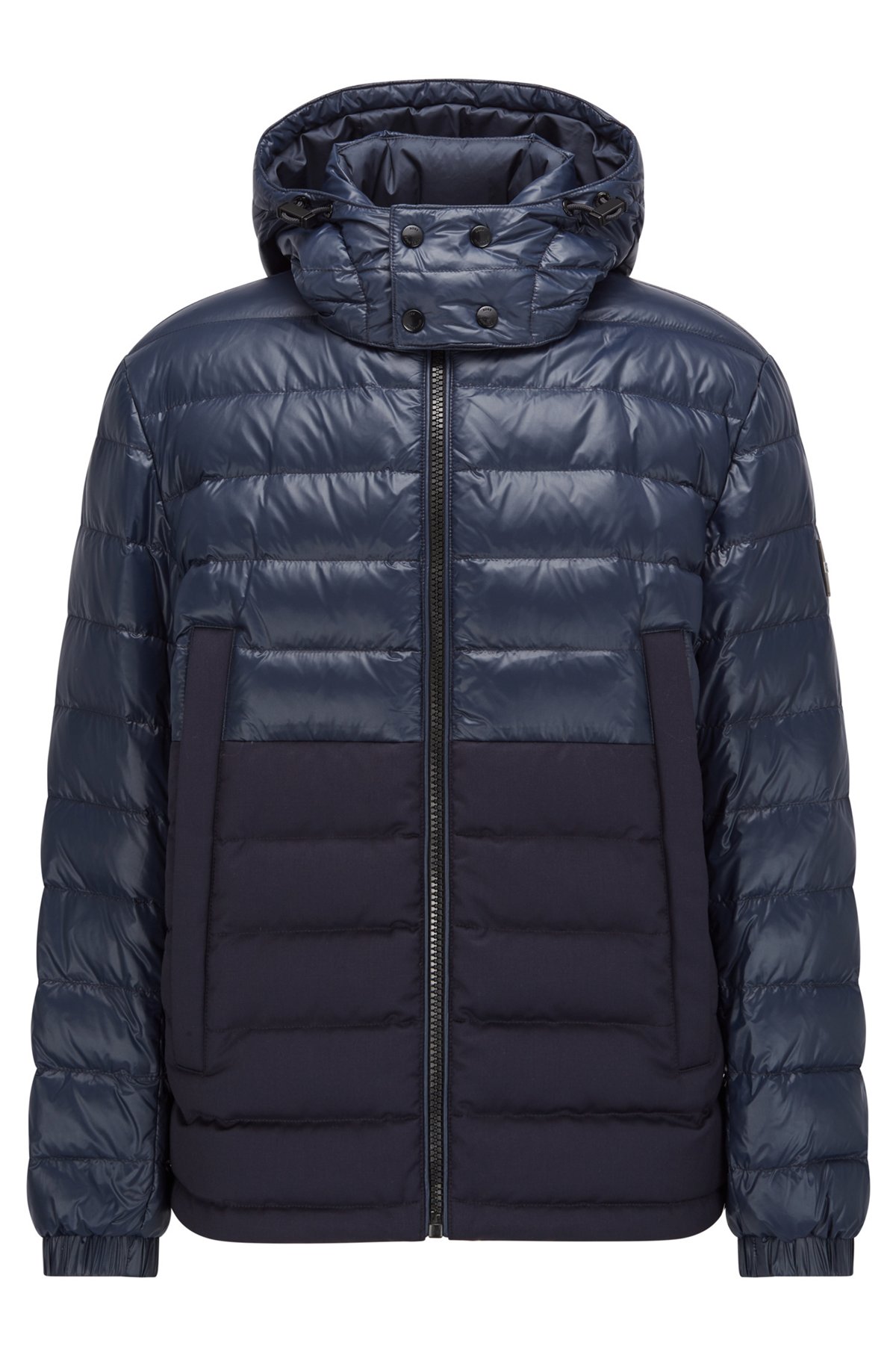 BOSS - Regular-fit jacket with Italian-wool panel and detachable hood