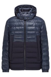 Hugo Boss Regular-Fit Jacket in Monogram-Embossed Cotton Denim- Black | Men's Casual Jackets Size L