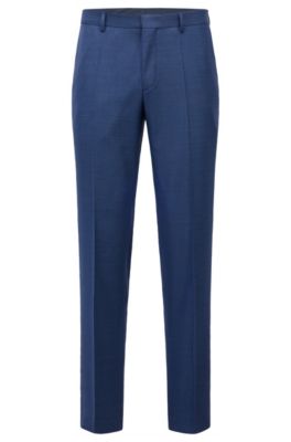 BOSS - Slim-fit pants in micro-patterned virgin wool