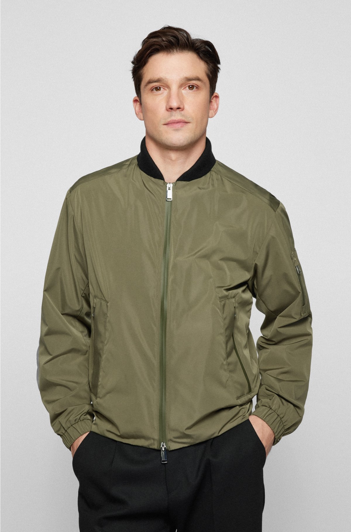 - BOSS Water-repellent regular-fit jacket with branding