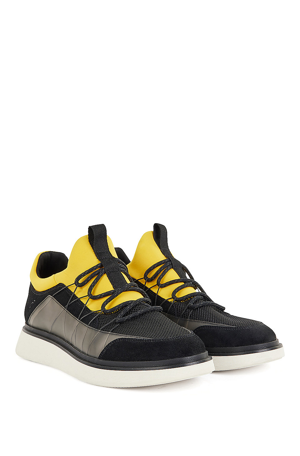 BOSS - Sock-construction trainers with mesh and suede