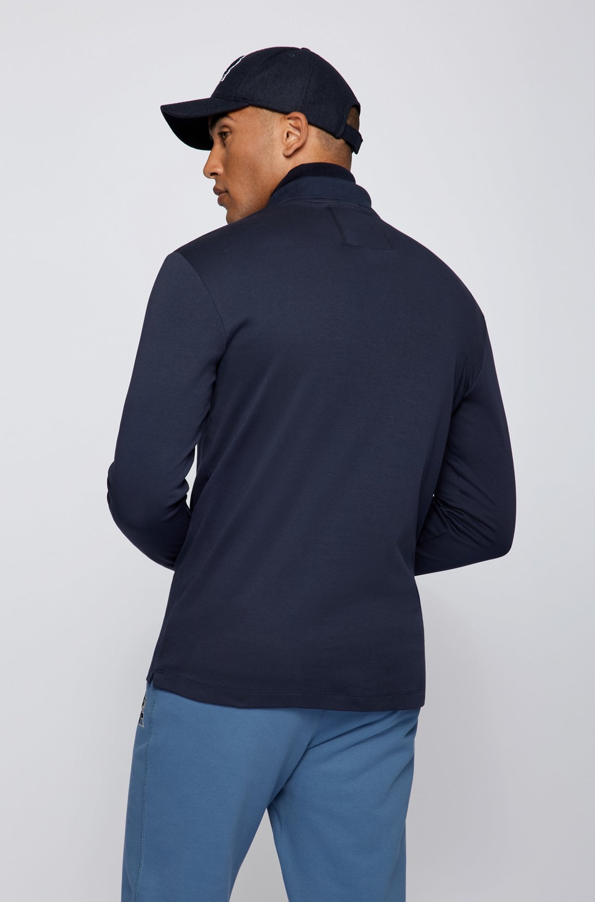 Pima-cotton polo shirt with exclusive logo, Dark Blue
