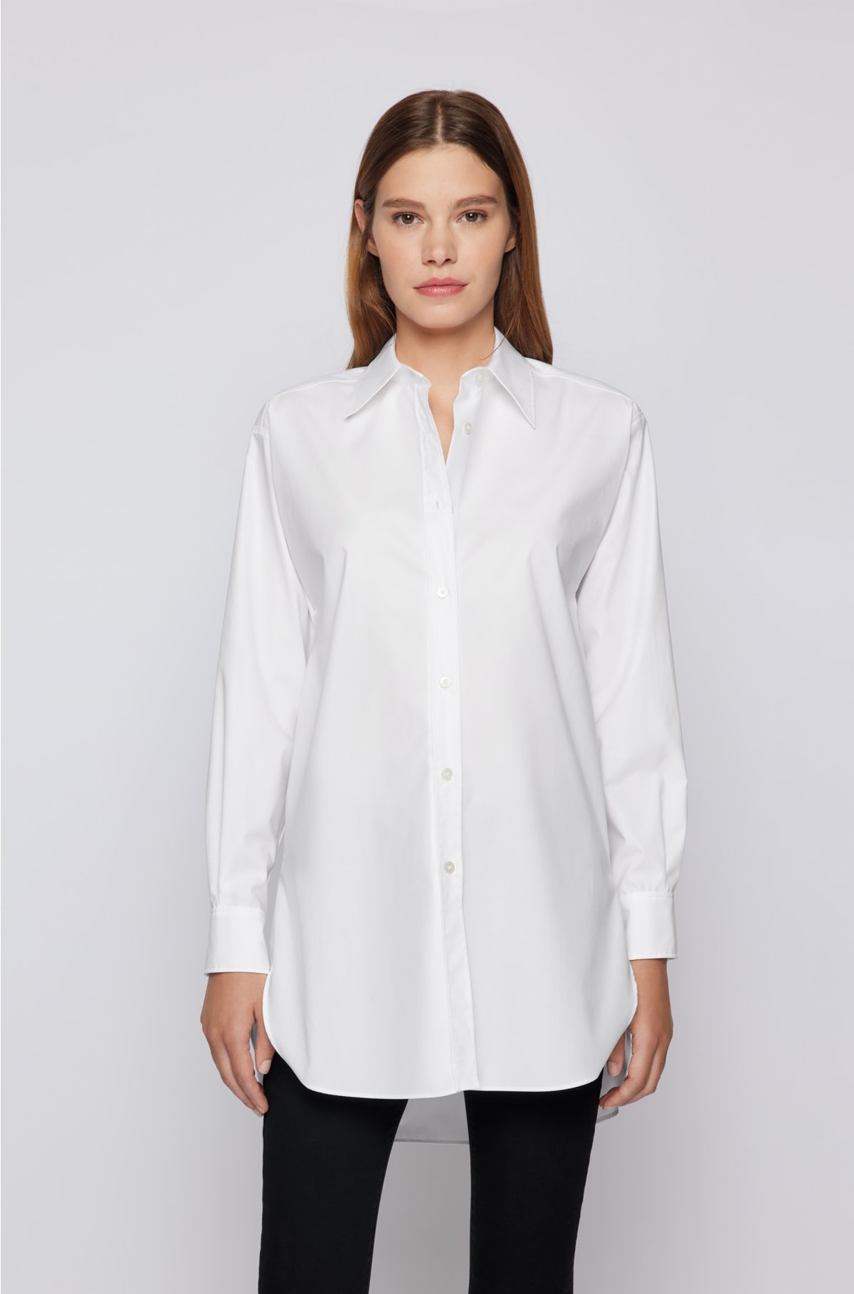 BOSS - Long-length blouse in cotton