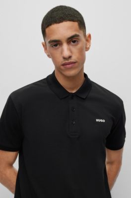 HUGO - Cotton-piqué polo shirt with logo print 