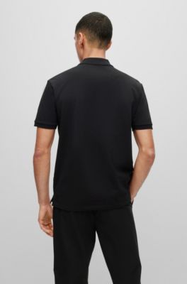 HUGO - Cotton-piqué polo shirt with logo print 