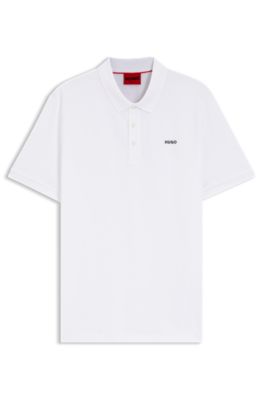 Polo en piqu&eacute; de algod&oacute;n con logo estampado, Blanco