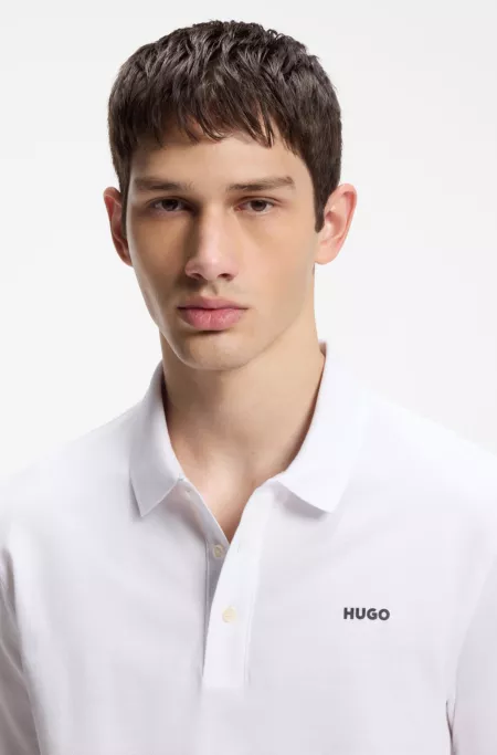 Cotton-piqué polo shirt with logo print