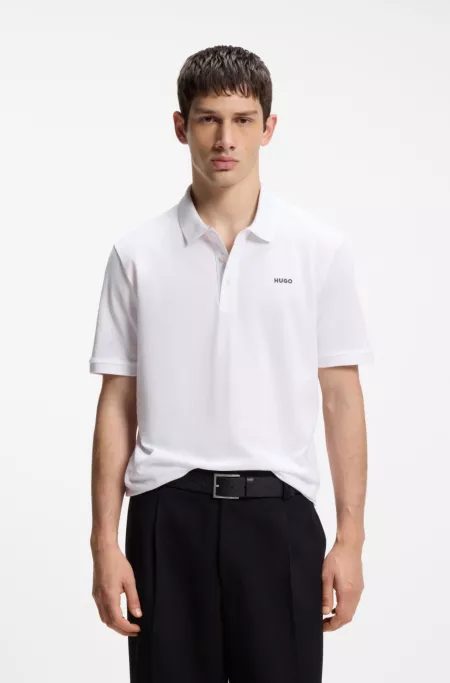 Cotton-piqué polo shirt with logo print