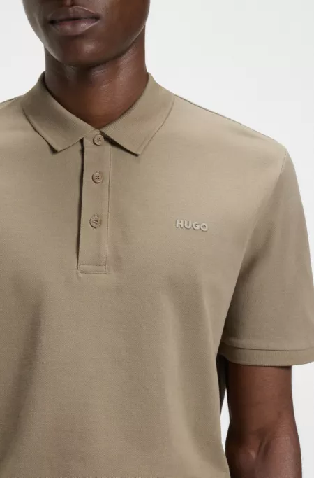 Regular-fit cotton polo with logo print