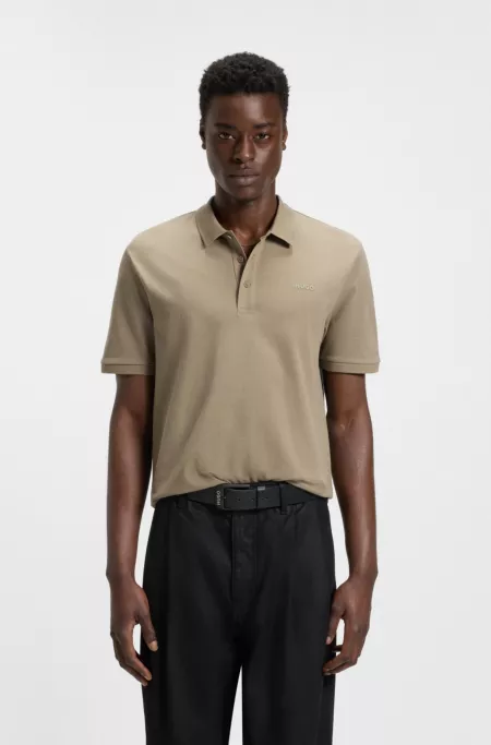 Regular-fit cotton polo with logo print