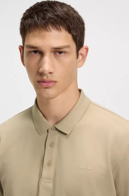 Regular-fit cotton polo with logo print