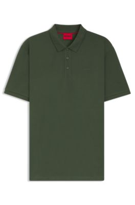 Polo de piqu&eacute; de algod&oacute;n con logo estampado, Verde oscuro