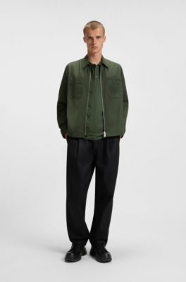Polo en piqu&eacute; de algod&oacute;n con logo estampado, Verde oscuro