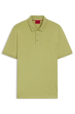 Cotton-piqu&eacute; polo shirt with logo print, Green