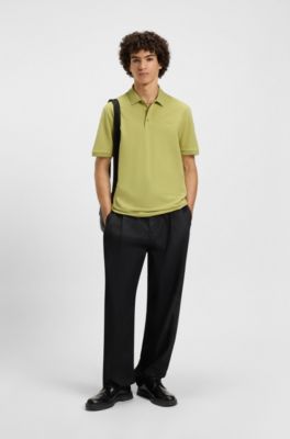 Cotton-piqu&eacute; polo shirt with logo print, Green