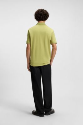 Cotton-piqu&eacute; polo shirt with logo print, Green