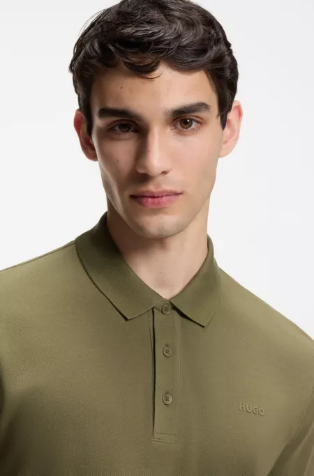 Regular-fit cotton polo with logo print