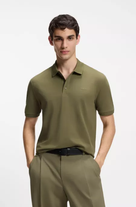 Regular-fit cotton polo with logo print
