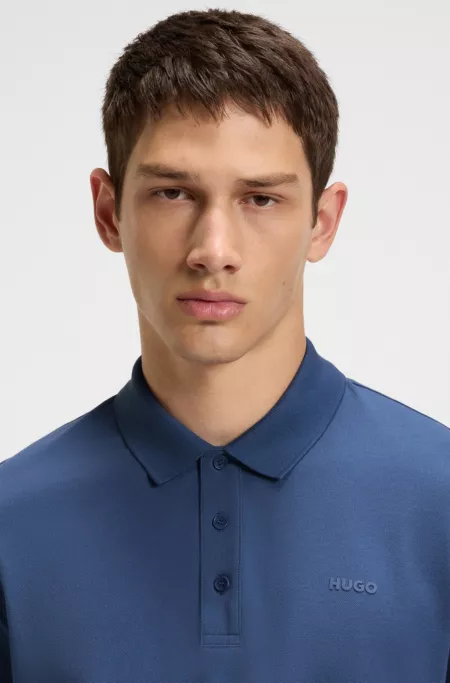 Regular-fit cotton polo with logo print