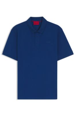 Cotton-piqu&eacute; polo shirt with logo print, Light Blue
