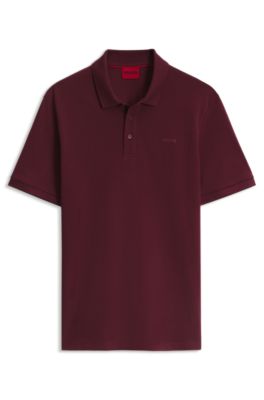 Polo en piqu&eacute; de coton avec logo imprim&eacute;, Rose fonc&eacute;