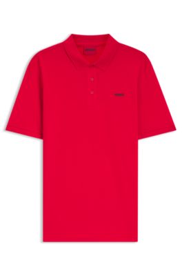 Cotton-piqu&eacute; polo shirt with logo print, light pink