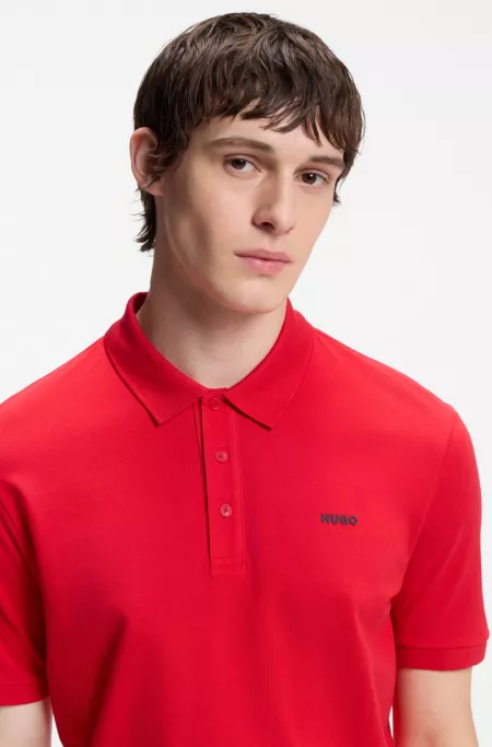 Regular-fit cotton polo with logo print