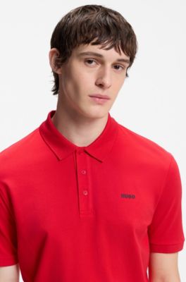 Cotton-piqu&eacute; polo shirt with logo print, light pink