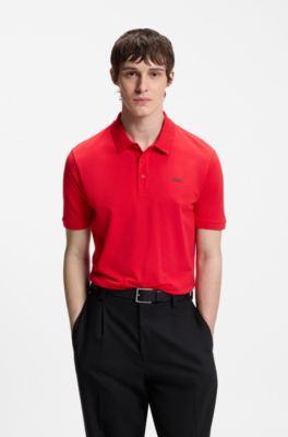 Cotton-piqu&eacute; polo shirt with logo print, light pink