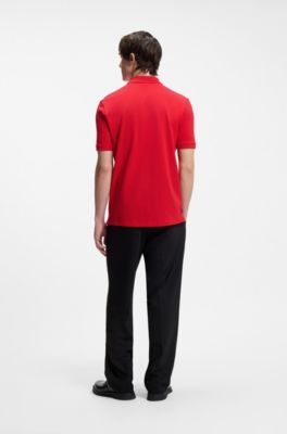Cotton-piqu&eacute; polo shirt with logo print, light pink