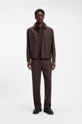 Cotton-piqu&eacute; polo shirt with logo print, Brown