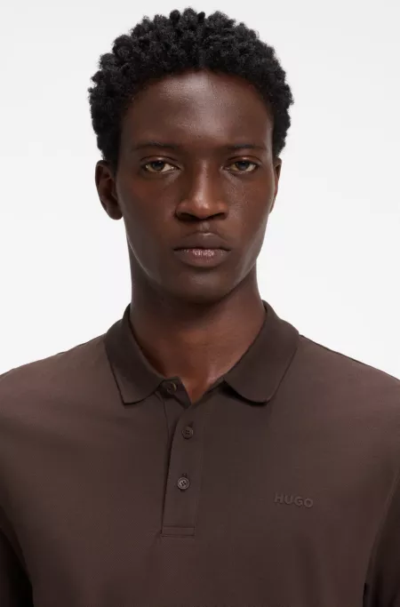 Cotton-piqué polo shirt with logo print