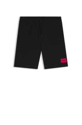 Logo-label shorts in cotton terry, Black