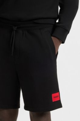 Logo-label shorts in cotton terry, Black