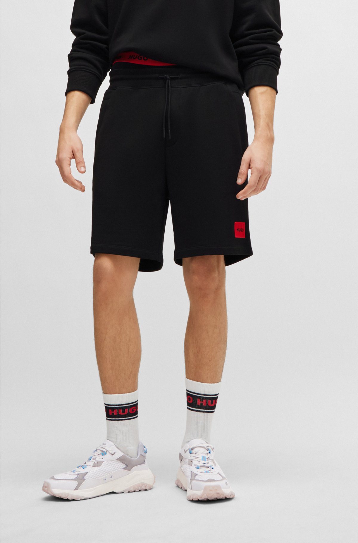 HUGO - Cotton-terry regular-fit shorts with logo label | Sweatshorts