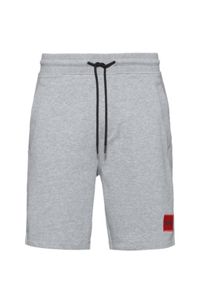 Cotton-terry regular-fit shorts with logo label, Dark Grey